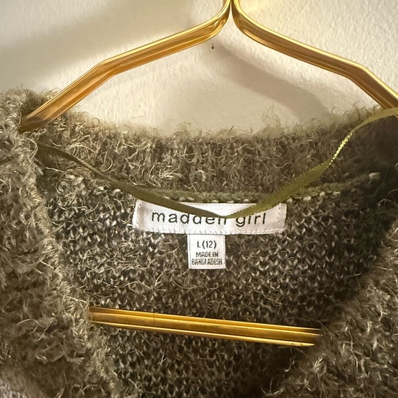 Madden Girl Fuzzy Knit Sweater Olive Green Women’s Large (12) - Picture 3 of 7